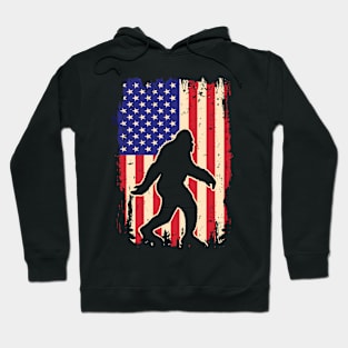 Vintage Bigfoot - USA Flag  4th of July Hoodie